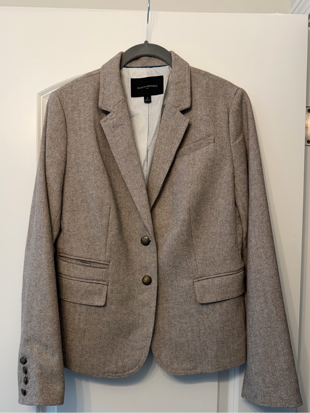 Banana Republic factory Tweed Blazer with Mustard Collar size 8